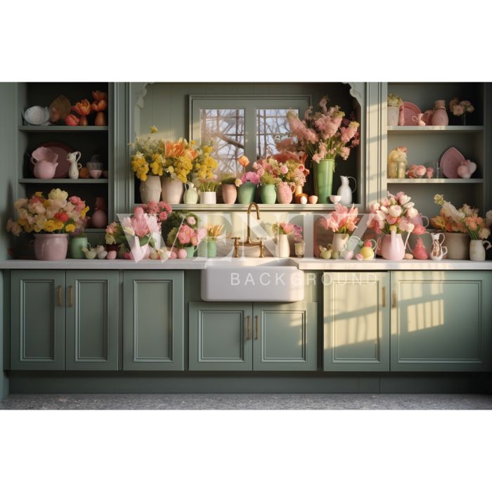 Photography Background in Fabric Easter 2024 Kitchen / Backdrop 5457