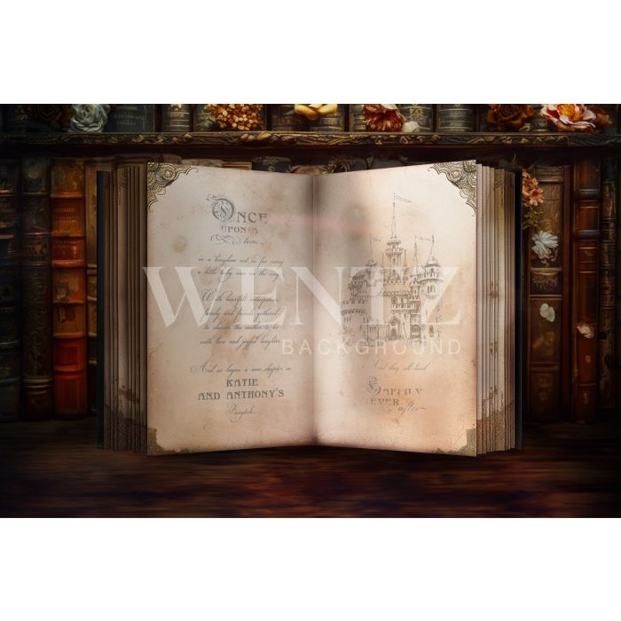 Photography Background in Fabric Set with Books / Backdrop 5713