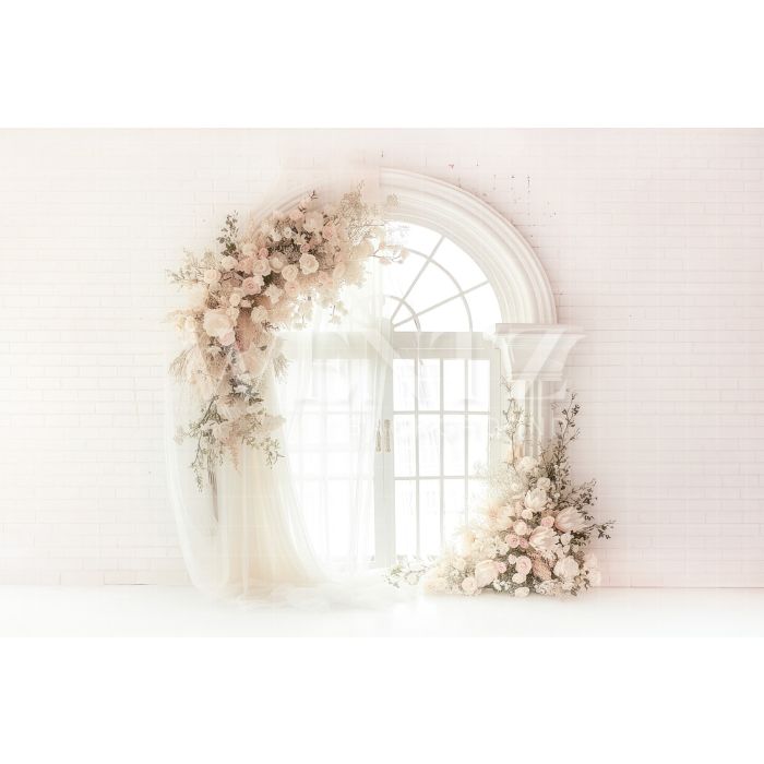 Photography Background in Fabric Door with Flowers / Backdrop 5714