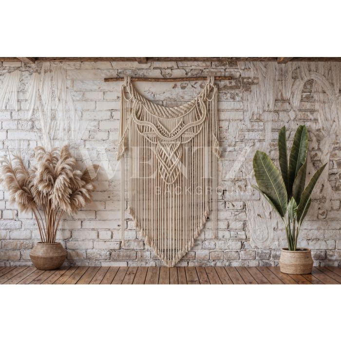 Photography Background in Fabric Boho Wall with Macramé / Backdrop 5898