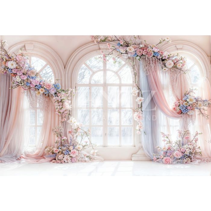 Photography Background in Fabric Mother's Day 2024 Flowery Windows / Backdrop 5905