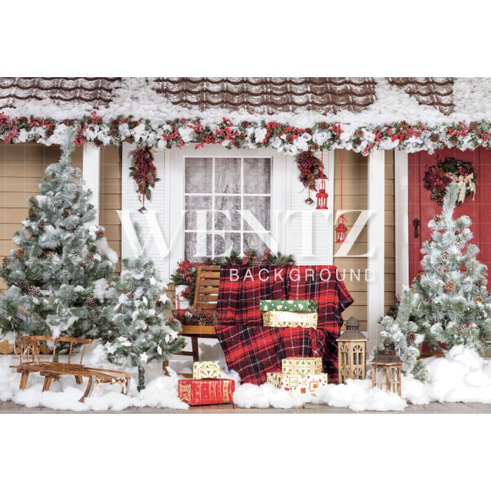 Photography Background in Fabric Christmas House / Backdrop 748