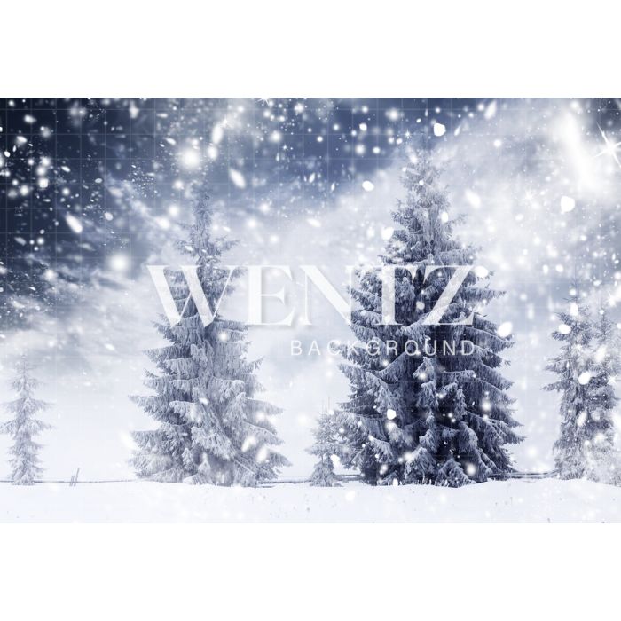 Photography Background in Fabric Pine Trees with Snow / Backdrop 777