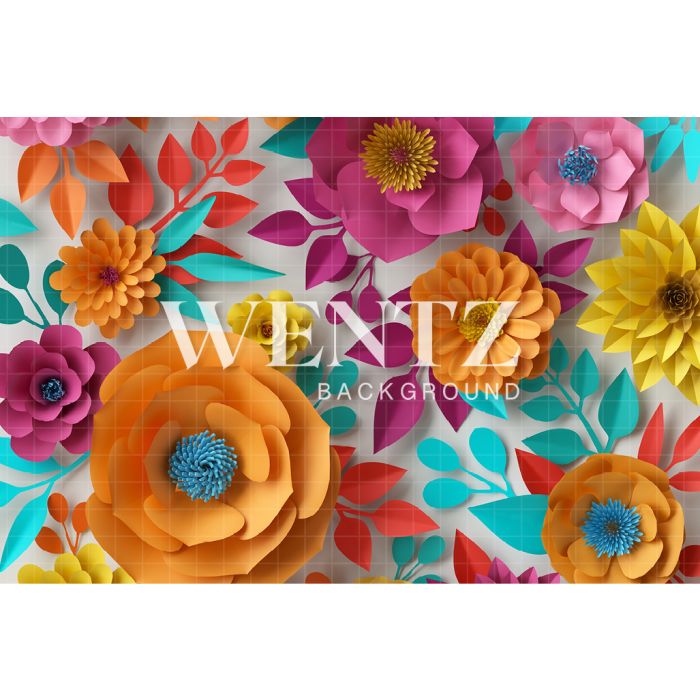 Photography Background in Fabric Paper Flowers / Backdrop 1462
