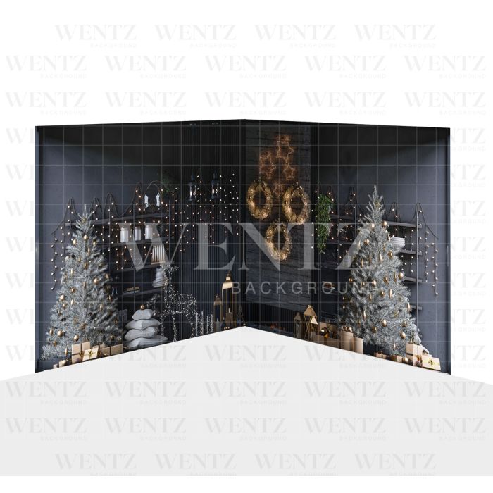 Photography Background in Fabric Christmas Living Room Set 2D / WTZ148