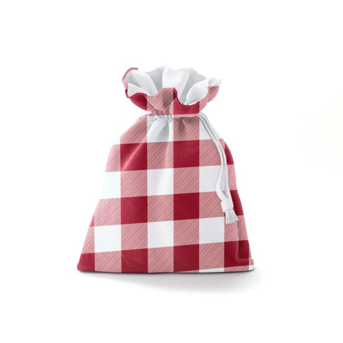 Red and White Plaid Decorative Christmas Bag With String / WS12