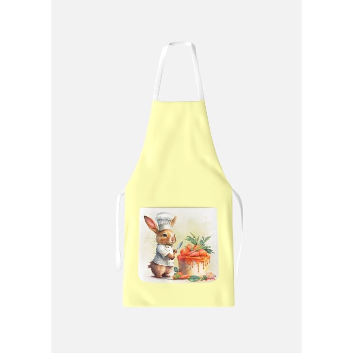 Easter Chef Bunny Yellow Apron with Pocket / AW28
