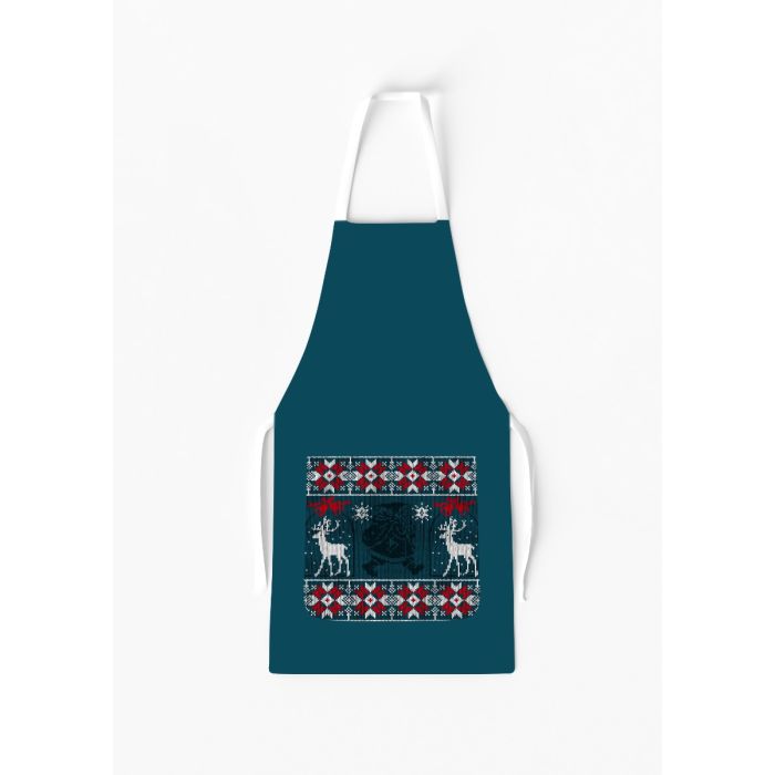 Santa and Reindeer Apron with Pocket / AW47