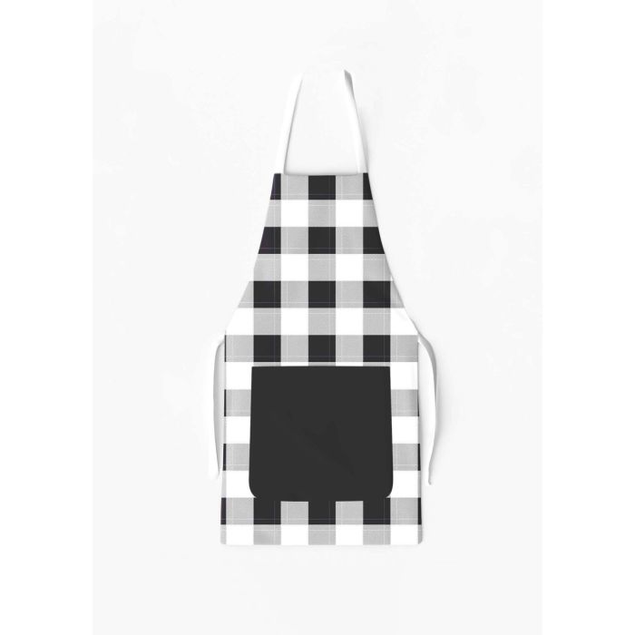 Apron with Pocket Plaid Black and White / AW10