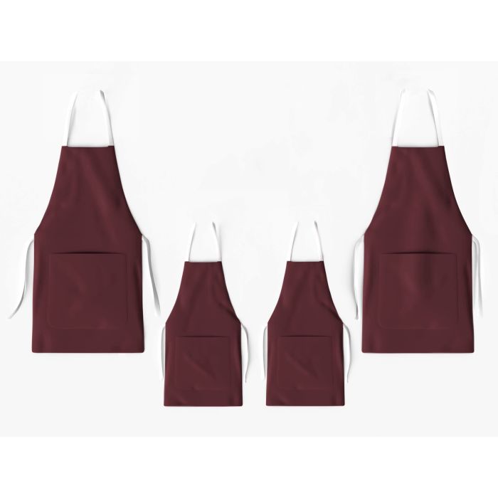 Kit 4 Christmas Family Aprons with Pocket Wine Solid / AW03