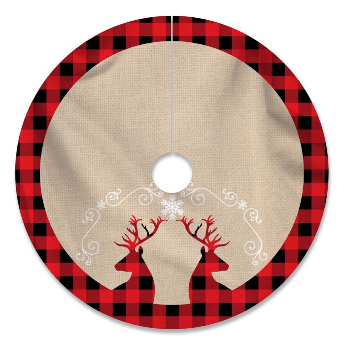 Christmas Tree Skirt Plaid Reindeer / WSA06