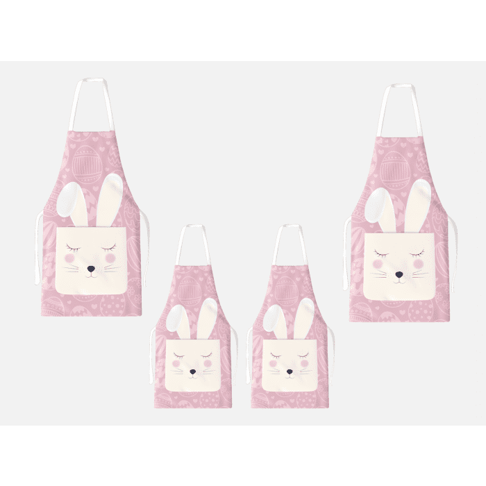 Kit 4 Family Aprons Easter Pink with Pocket / AW25