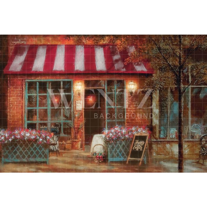 Photography Background in Fabric Easter Coffee Shop / Backdrop CW101