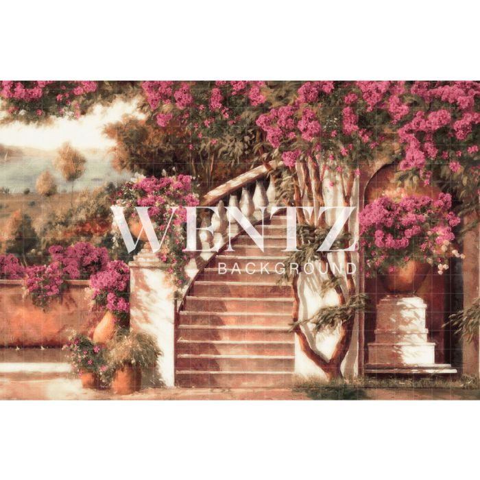 Photography Background in Fabric Flowered Staircase / Backdrop CW123