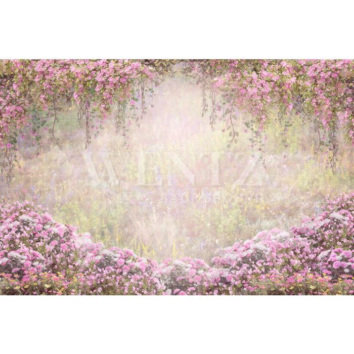 Photography Background in Fabric Pink Flowers / Backdrop CW172