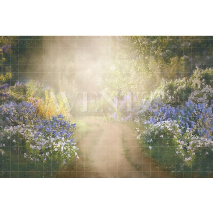 Photography Background in Fabric Flowery Path in Spring / Backdrop CW173