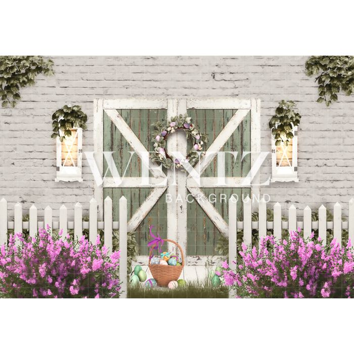Photography Background in Fabric Door with Flowers / Backdrop CW95