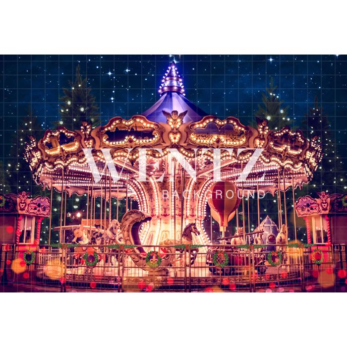 Photography Background in Fabric Christmas Carousel / Backdrop 2317