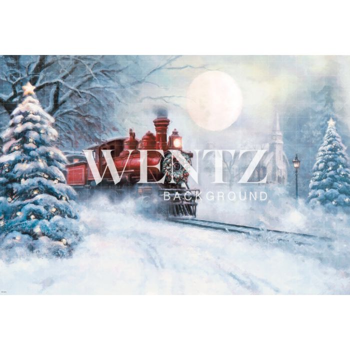 Photographic Background in Fabric Christmas Train / Backdrop 2314
