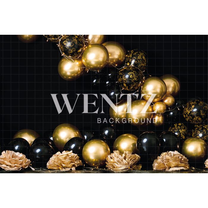 Photography Background in Fabric Cake Smash Black and Gold / Backdrop 2275
