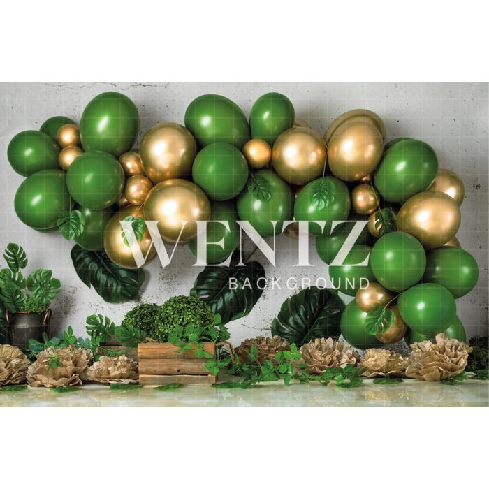 Photography Background in Fabric Cake Smash Green and Gold / Backdrop 2276