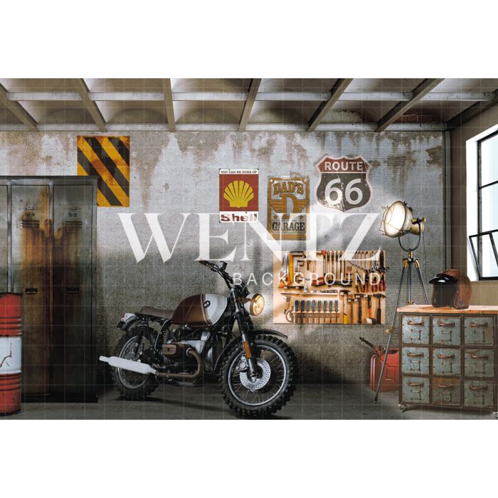 Photography Background in Fabric Father's Day Set with Motorcycle / Backdrop 2273
