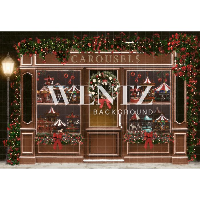 Photography Background in Fabric Christmas Carousel Shop / Backdrop 2324