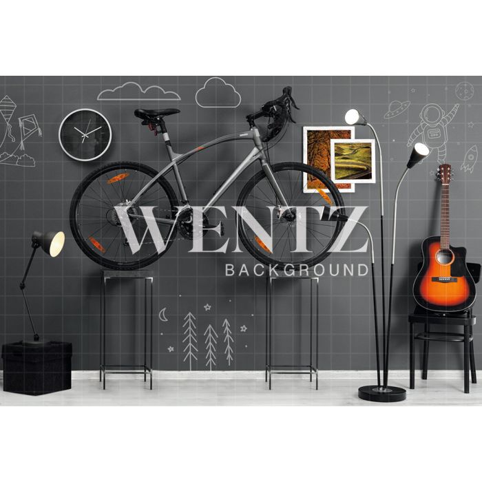 Photography Background in Fabric Room with Bicycle / Backdrop 2264