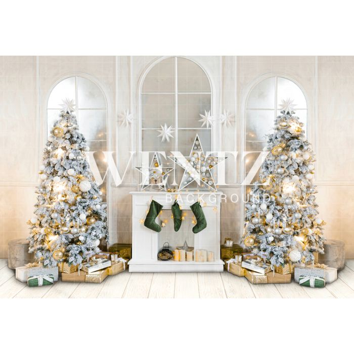 Photography Background in Fabric Christmas Room with Fireplace / Backdrop 2330