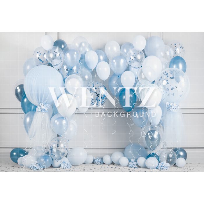 Photography Background in Fabric Cake Smash Blue and White / Backdrop 2239