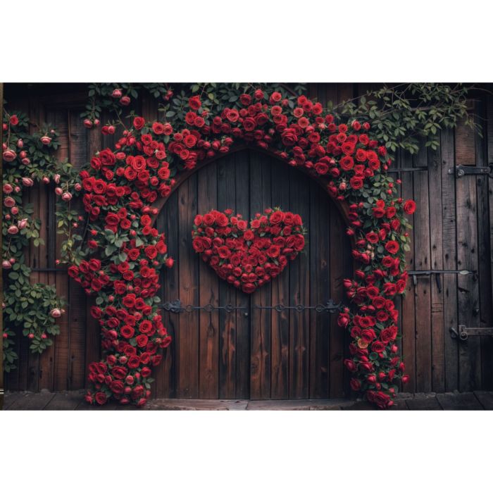 Photography Background in Fabric Valentine's Day with Flowers 2024 / Backdrop 5987