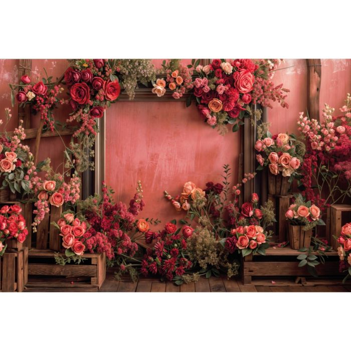Photography Background in Fabric Valentine's Day with Flowers 2024 / Backdrop 5995