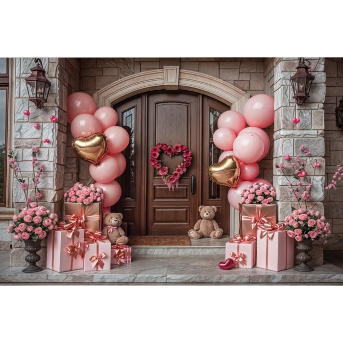 Photography Background in Fabric Valentine's Day Romantic Facade 2024 / Backdrop 5996