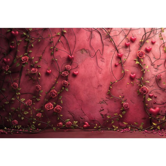 Photography Background in Fabric Valentine's Day with Flowers 2024 / Backdrop 6024
