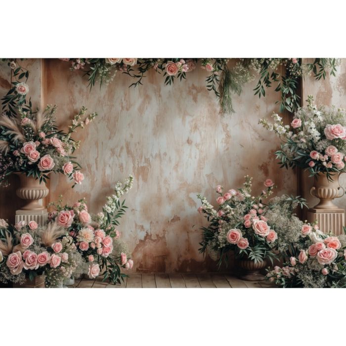 Photography Background in Fabric Valentine's Day with Flowers 2024 / Backdrop 6025