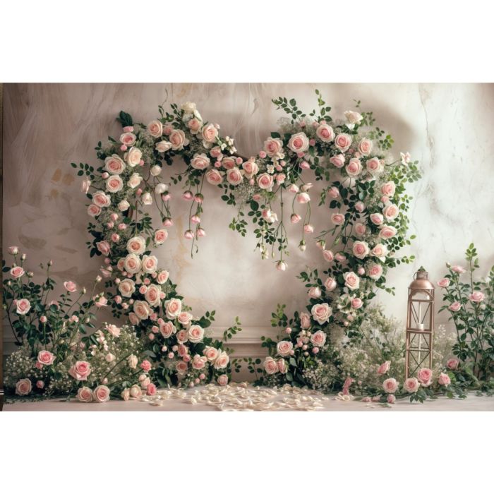 Photography Background in Fabric Valentine's Day with Flowers 2024 / Backdrop 6027