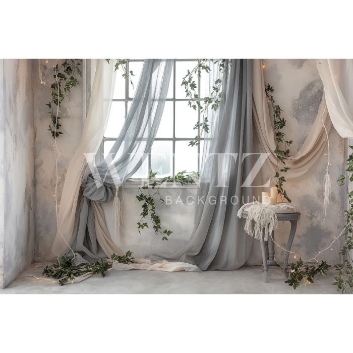 Photography Background in Fabric Mother's Day 2024 Scenery with Curtains / Backdrop 5796