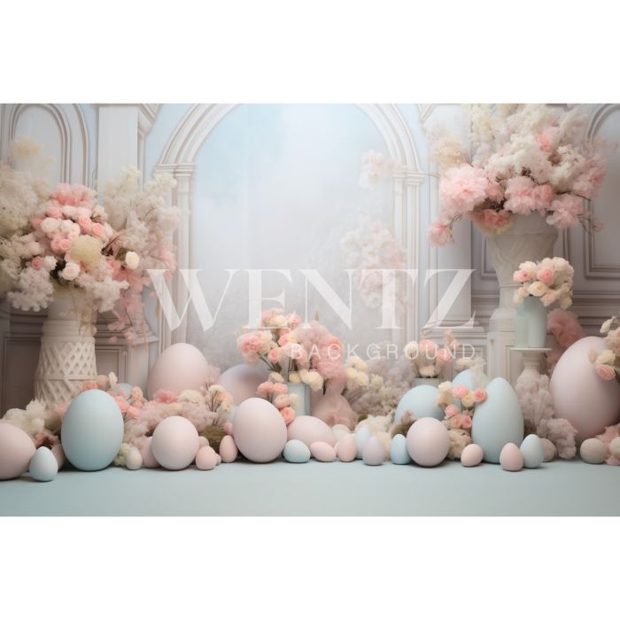 Photography Background in Fabric Easter 2024 Scenery with Flowers / Backdrop 5507