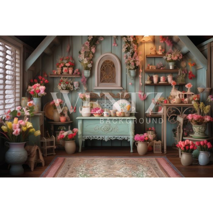 Photography Background in Fabric Easter 2024 Scenery with Flowers / Backdrop 5500