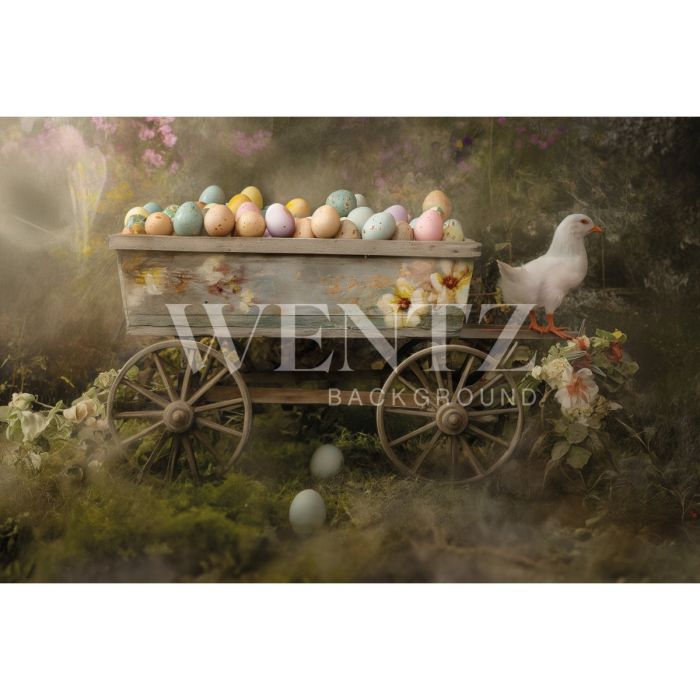 Photography Background in Fabric Scenery Easter Eggs Cart / Backdrop 5513