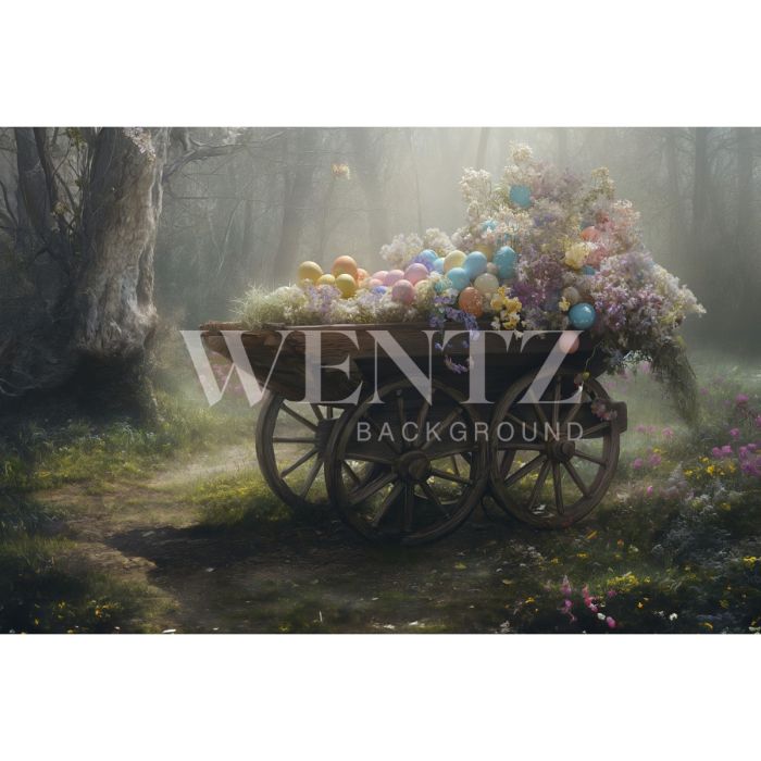 Photography Background in Fabric Scenery Easter Eggs Cart / Backdrop 5546