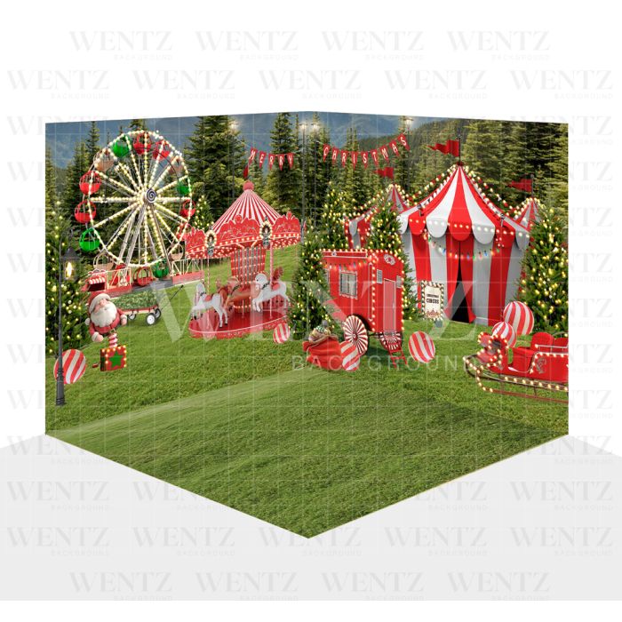 Photography Background in Fabric Christmas Circus Set 3D / WTZ151
