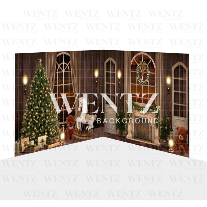 Photography Background in Fabric Christmas Living Room Set 2D / WTZ143