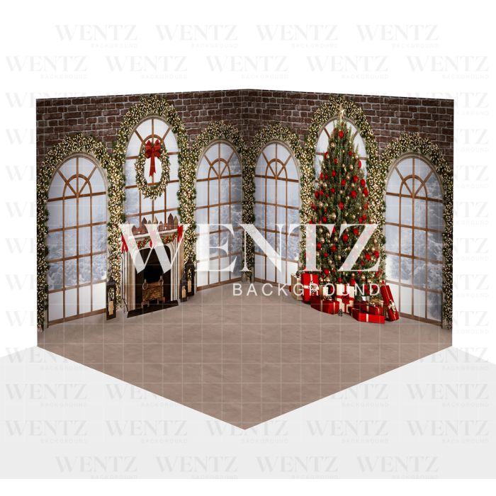 Photography Background in Fabric Christmas Living Room Set 3D / WTZ144