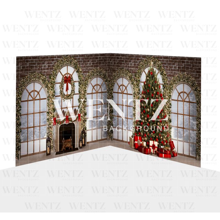 Photography Background in Fabric Christmas Living Room Set 2D / WTZ145