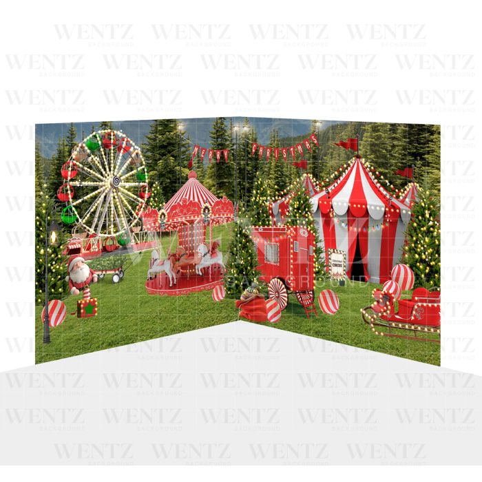 Photography Background in Fabric Christmas Circus Set 2D / WTZ152