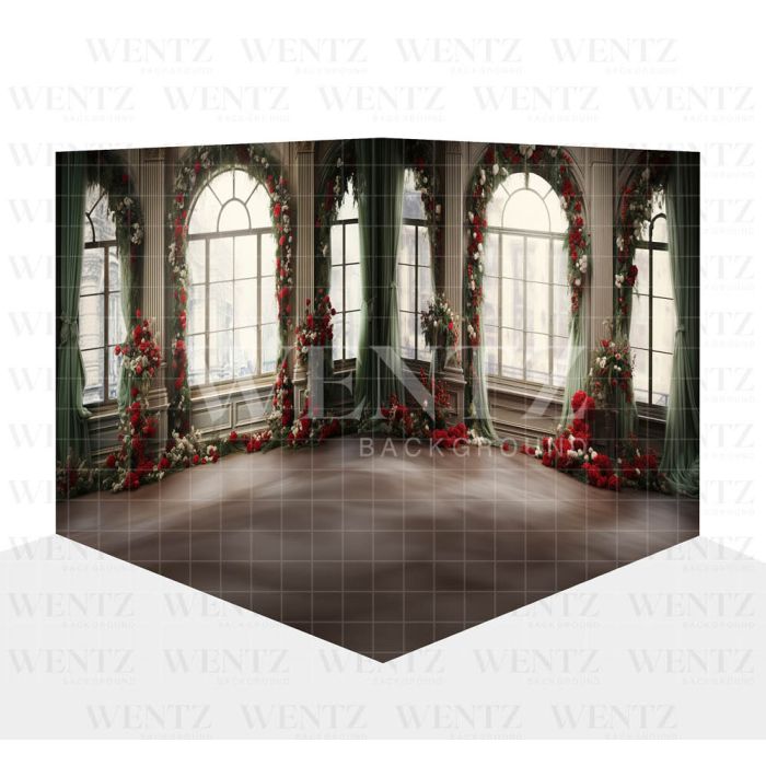 Photography Background in Fabric Floral Christmas Room Set 3D / WTZ166