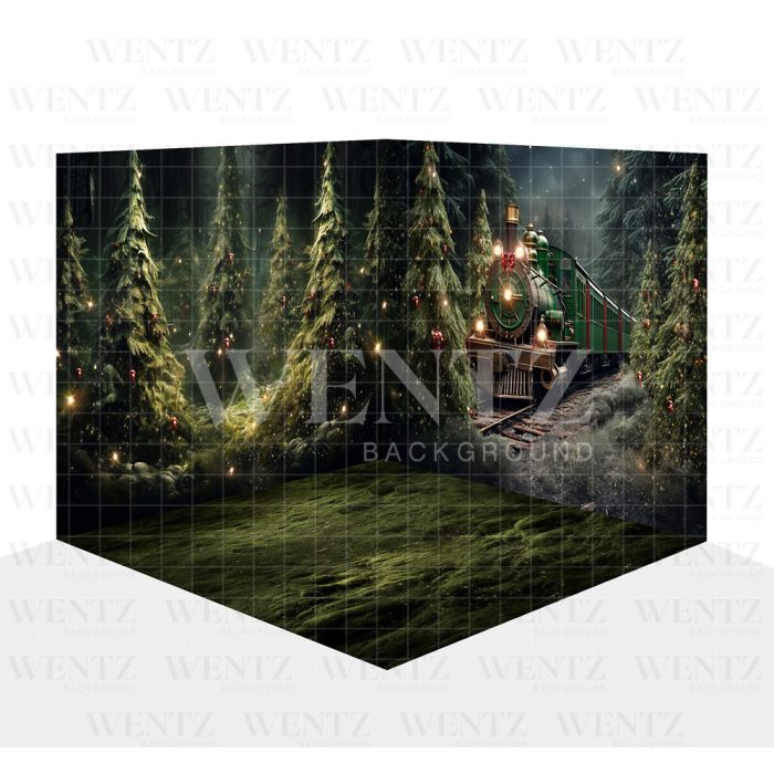 Photography Background in Fabric Christmas Train Set 3D / WTZ170
