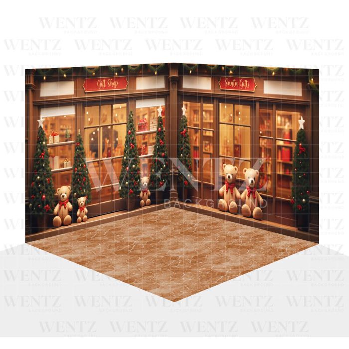 Photography Background in Fabric Christmas Store with Teddy Bears Set 3D / WTZ181