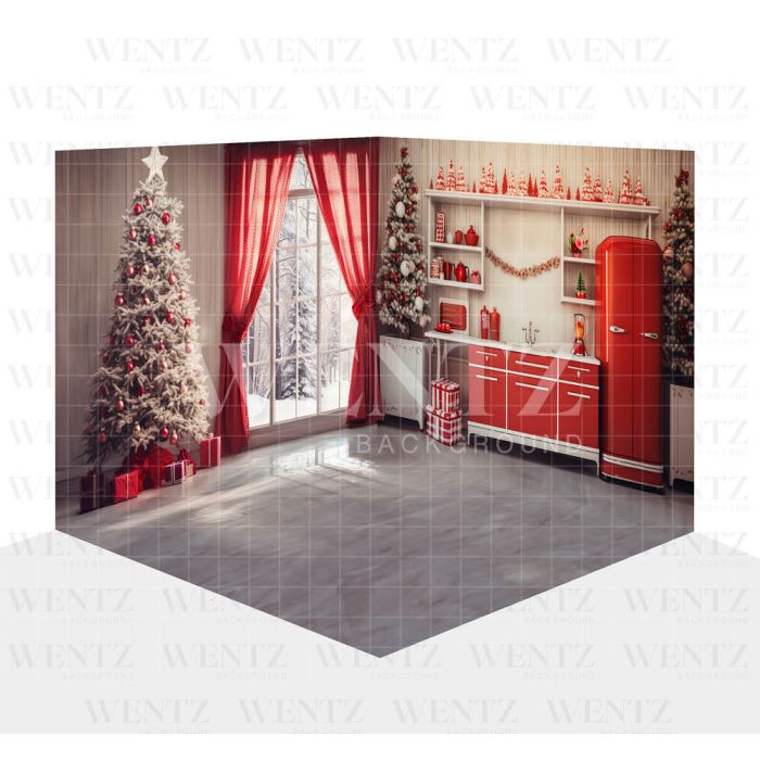 Photography Background in Fabric Christmas Kitchen Set 3D / WTZ183